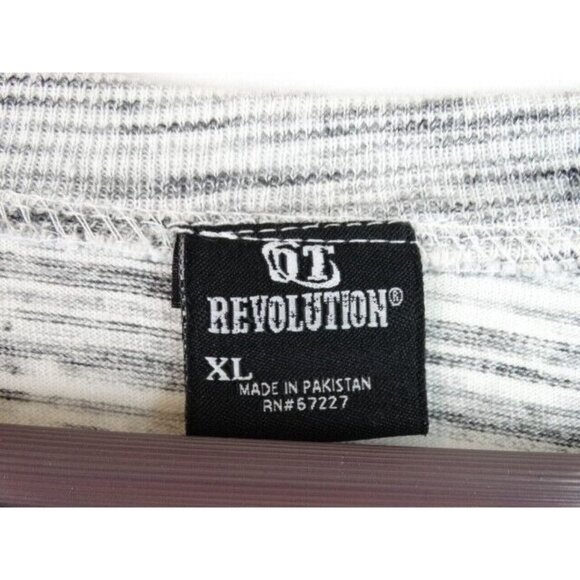 OT Revolution Men's Shirt Size XL Gray Striped Henley Long Sleeve Top - Picture 5 of 7